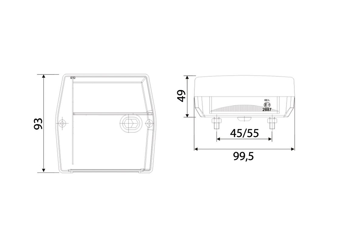 Rear lamp Left/Right, License plate lamp, PF rear conn